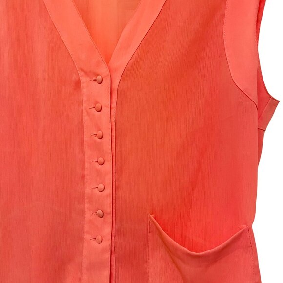 Victoria's Secret Womens Sleeveless Button Front Blouse M Coral Polyester - Picture 4 of 4